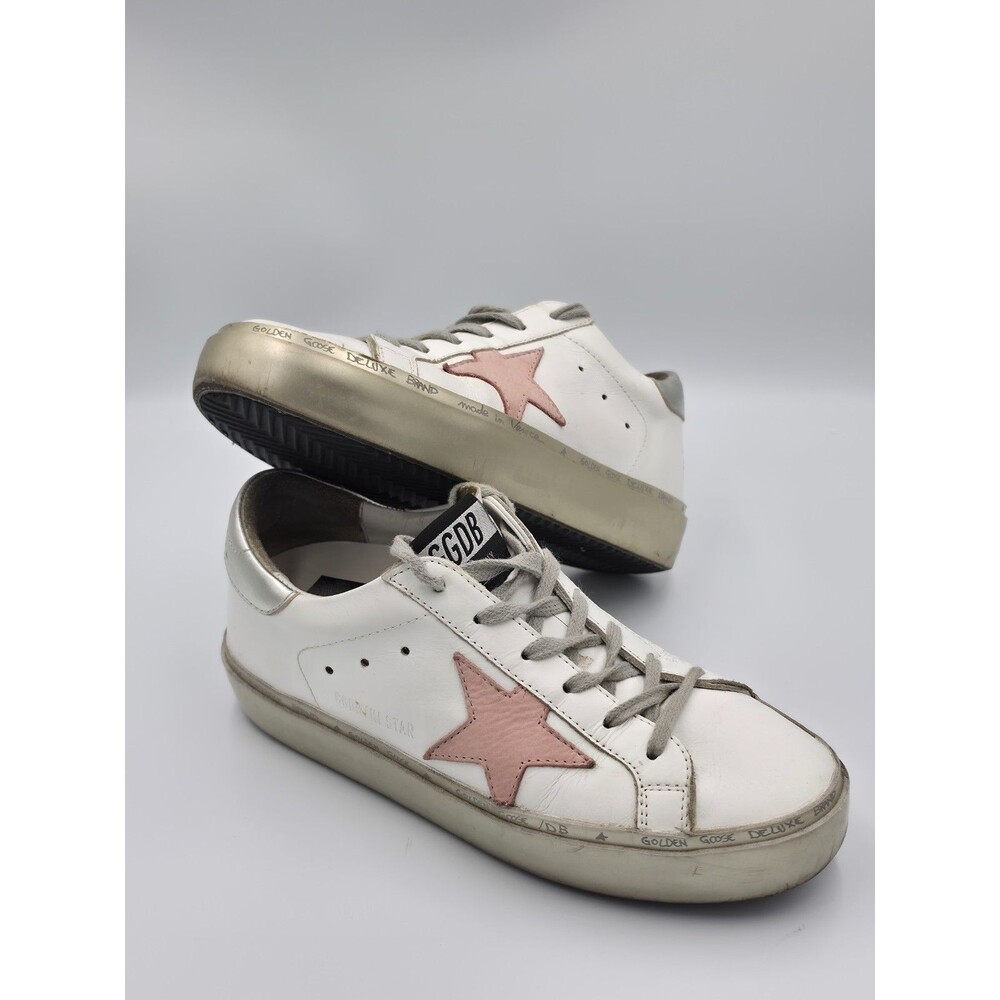 Golden Goose Hi Star White Pink Star Sneakers Women's 6 EU 36 Italy Leather - Picture 1 of 9